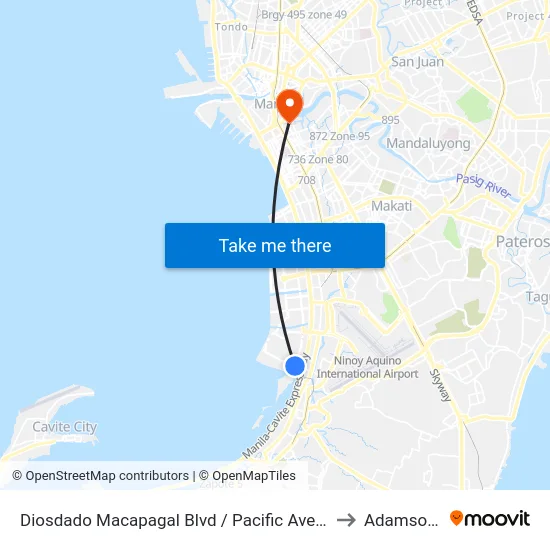Diosdado Macapagal Blvd / Pacific Avenue Intersection, Parañaque City, Manila to Adamson University map