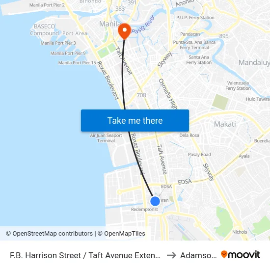 F.B. Harrison Street / Taft Avenue Extension Intersection, Lungsod Ng Pasay, Manila to Adamson University map