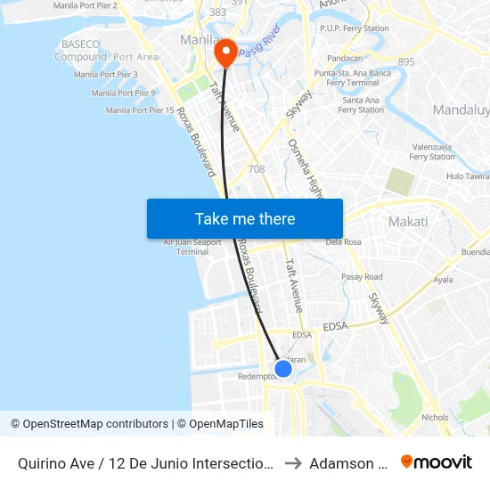 Quirino Ave / 12 De Junio Intersection, Parañaque City, Manila to Adamson University map