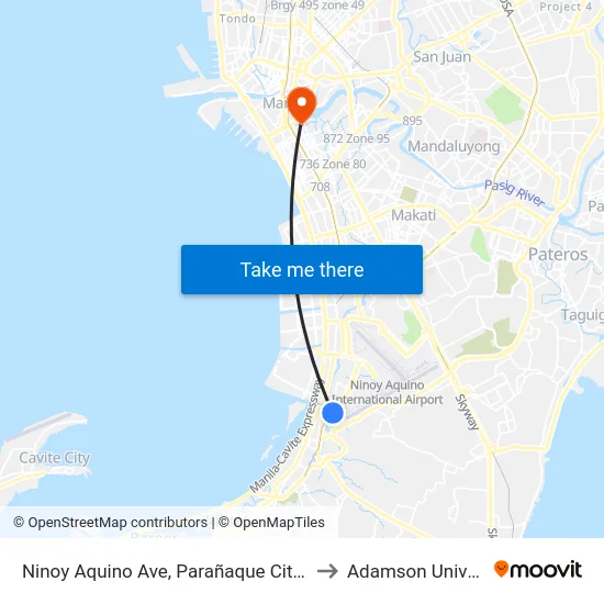 Ninoy Aquino Ave, Parañaque City, Manila to Adamson University map