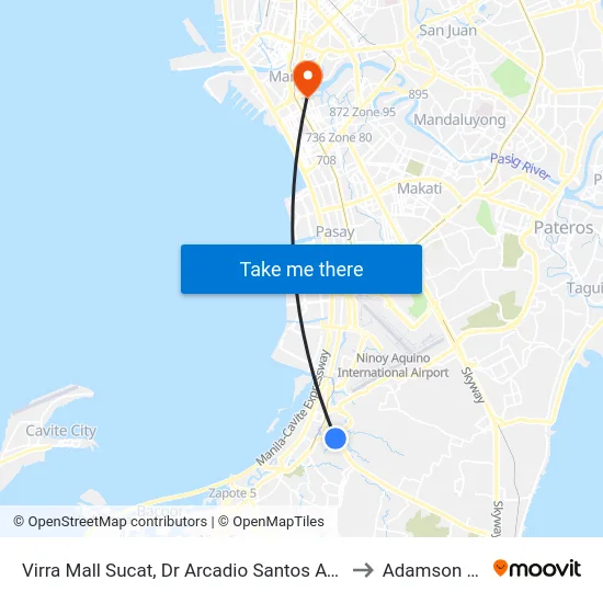 Virra Mall Sucat, Dr Arcadio Santos Ave, Parañaque City, Manila to Adamson University map
