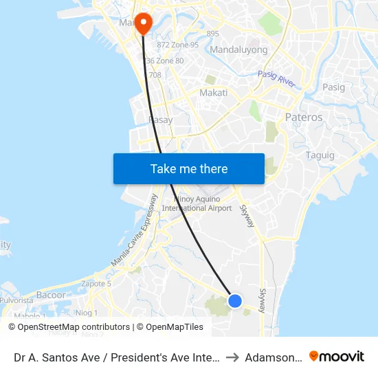 Dr A. Santos Ave / President's Ave Intersection, Parañaque City, Manila to Adamson University map