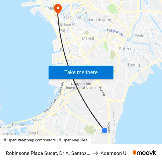Robinsons Place Sucat, Dr A. Santos Ave, Parañaque City to Adamson University map