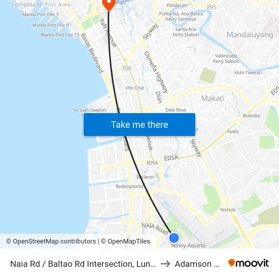 Naia Rd / Baltao Rd Intersection, Lungsod Ng Pasay, Manila to Adamson University map