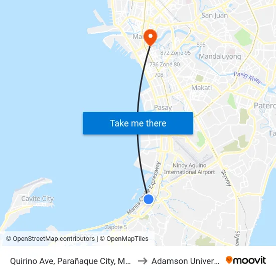 Quirino Ave, Parañaque City, Manila to Adamson University map
