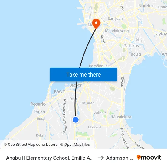 Anabu II Elementary School, Emilio Aguinaldo Hwy, Imus, Manila to Adamson University map