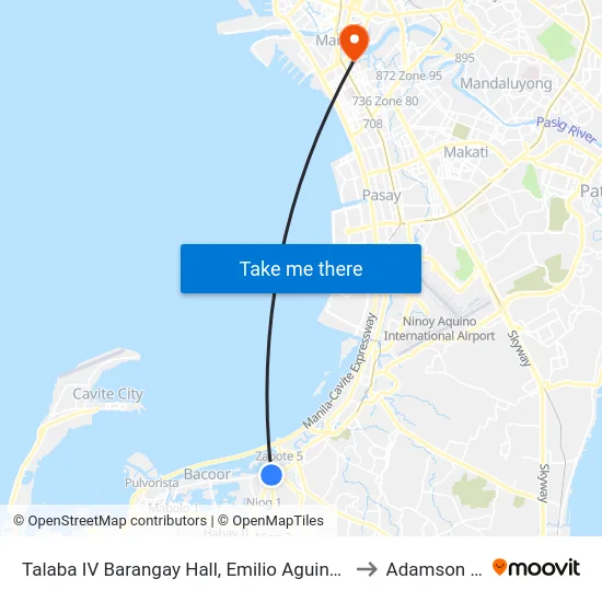 Talaba IV Barangay Hall, Emilio Aguinaldo Hwy, Bacoor City, Manila to Adamson University map