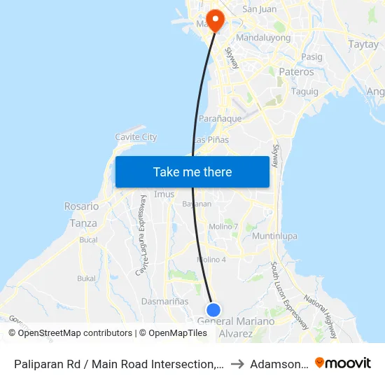 Paliparan Rd / Main Road Intersection, Lungsod Ng Dasmariñas, Manila to Adamson University map