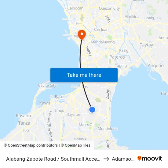 Alabang-Zapote Road / Southmall Access Rd Intersection, Muntinlupa City, Manila to Adamson University map