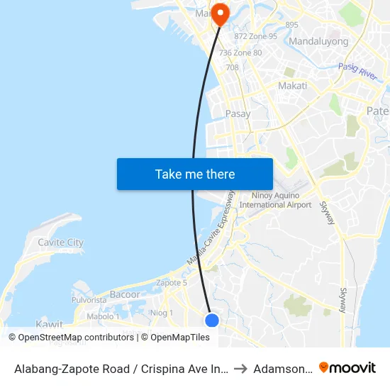 Alabang-Zapote Road / Crispina Ave Intersection, Las Piñas City, Manila to Adamson University map