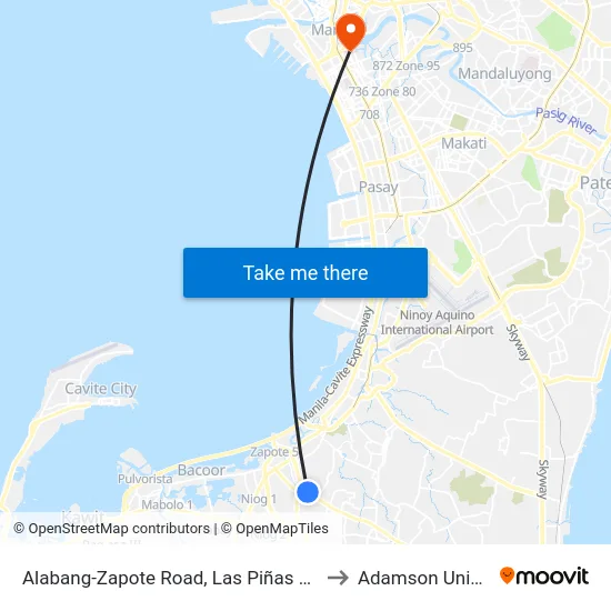 Alabang-Zapote Road, Las Piñas City, Manila to Adamson University map