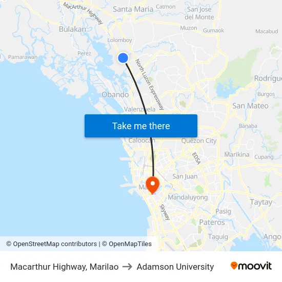 Macarthur Highway, Marilao to Adamson University map