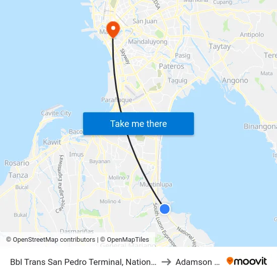 Bbl Trans San Pedro Terminal, National Hwy, San Pedro, Manila to Adamson University map