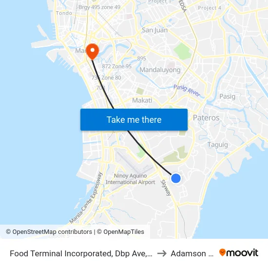 Food Terminal Incorporated, Dbp Ave, Taguig City, Manila, Manila to Adamson University map