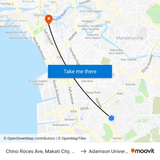 Chino Roces Ave, Makati City, Manila to Adamson University map
