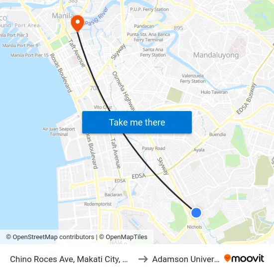 Chino Roces Ave, Makati City, Manila to Adamson University map