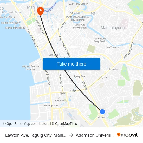 Lawton Ave, Taguig City, Manila to Adamson University map
