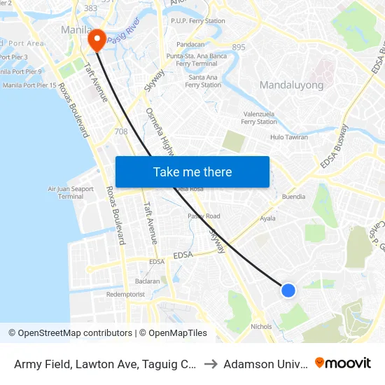 Army Field, Lawton Ave, Taguig City, Manila to Adamson University map