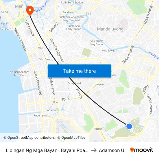 Libingan Ng Mga Bayani, Bayani Road, Taguig City, Manila to Adamson University map