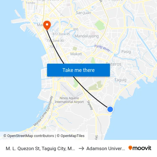 M. L. Quezon St, Taguig City, Manila to Adamson University map