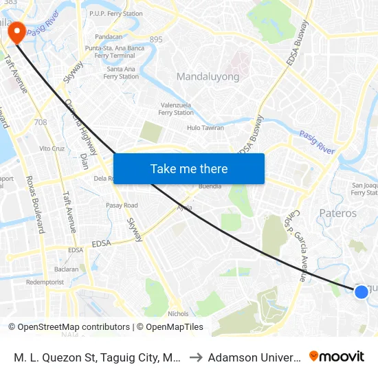 M. L. Quezon St, Taguig City, Manila to Adamson University map