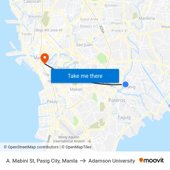 A. Mabini St, Pasig City, Manila to Adamson University map