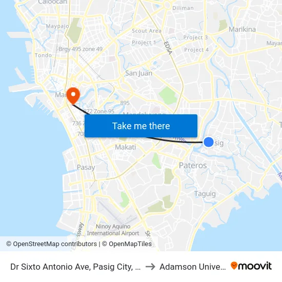 Dr Sixto Antonio Ave, Pasig City, Manila to Adamson University map