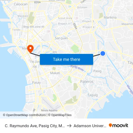 C. Raymundo Ave, Pasig City, Manila to Adamson University map