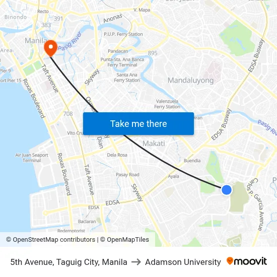 5th Avenue, Taguig City, Manila to Adamson University map