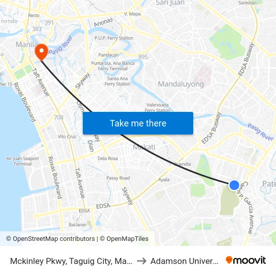 Mckinley Pkwy, Taguig City, Manila to Adamson University map