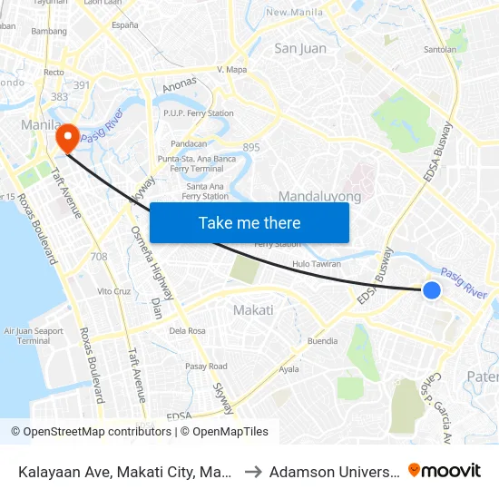 Kalayaan Ave, Makati City, Manila to Adamson University map