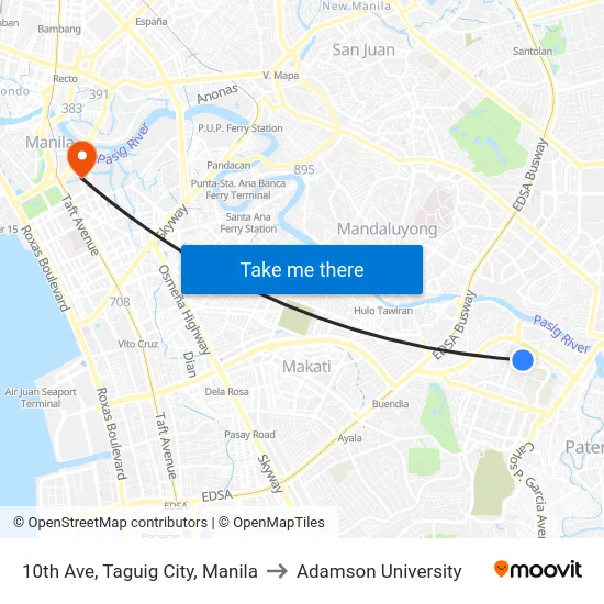 10th Ave, Taguig City, Manila to Adamson University map