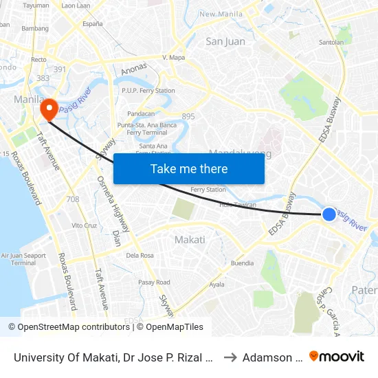 University Of Makati, Dr Jose P. Rizal Extension, Makati City, Manila to Adamson University map