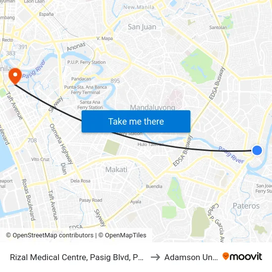 Rizal Medical Centre, Pasig Blvd, Pasig City, Manila to Adamson University map