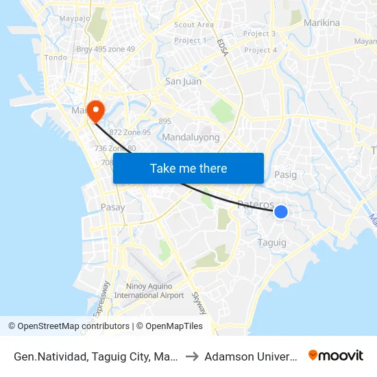 Gen.Natividad, Taguig City, Manila to Adamson University map
