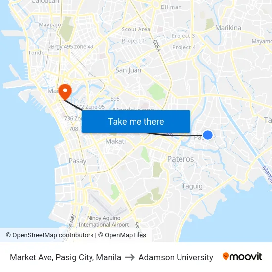 Market Ave, Pasig City, Manila to Adamson University map