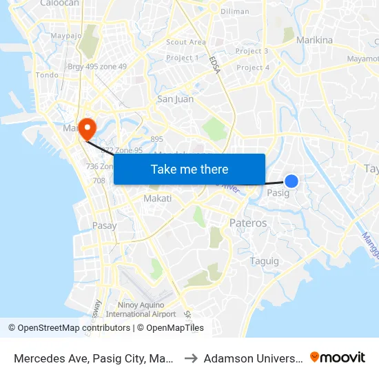 Mercedes Ave, Pasig City, Manila to Adamson University map
