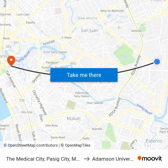 The Medical City, Pasig City, Manila to Adamson University map