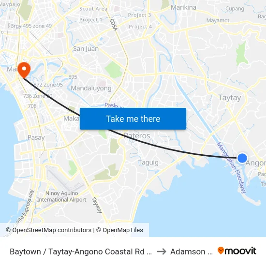Baytown / Taytay-Angono Coastal Rd Intersection, Angono, Manila to Adamson University map