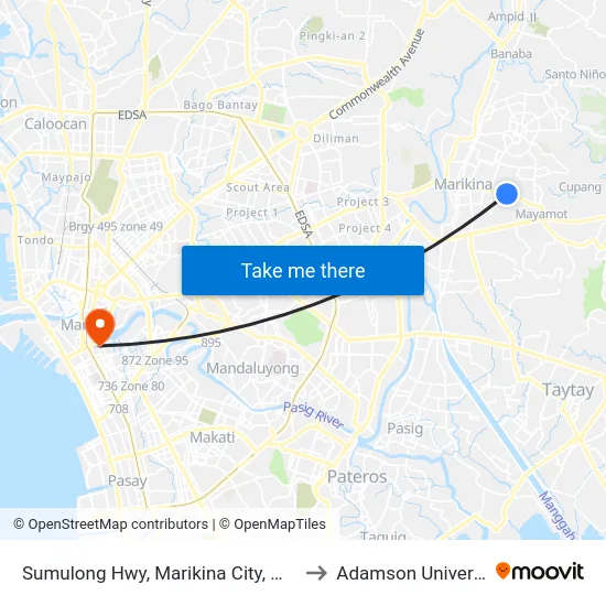 Sumulong Hwy, Marikina City, Manila to Adamson University map