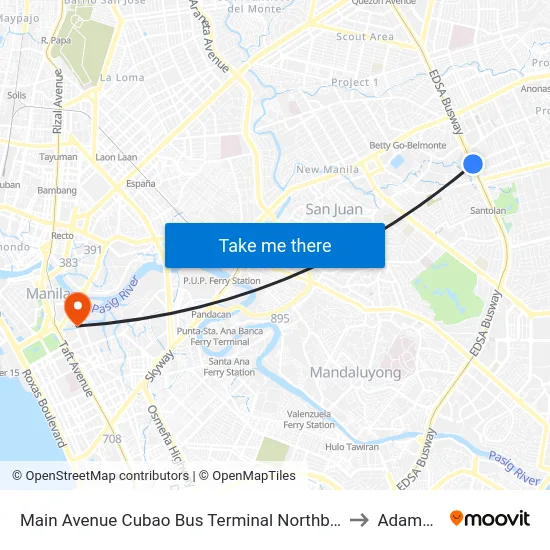 Main Avenue Cubao Bus Terminal Northbound, Edsa, Epifanio De Los Santos Av, Quezon City, Manila to Adamson University map