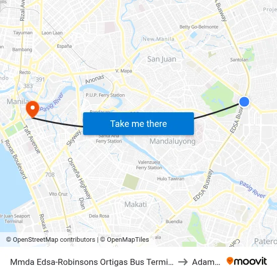 Mmda Edsa-Robinsons Ortigas Bus Terminal Northbound, Epifanio De Los Santos Av, Mandaluyong City, MA to Adamson University map