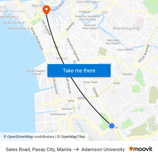 Sales Road, Pasay City, Manila to Adamson University map