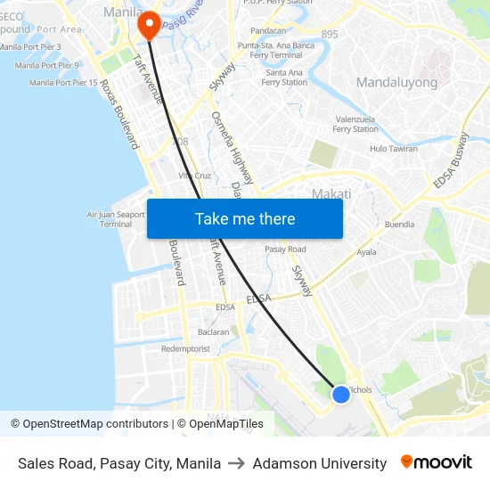Sales Road, Pasay City, Manila to Adamson University map