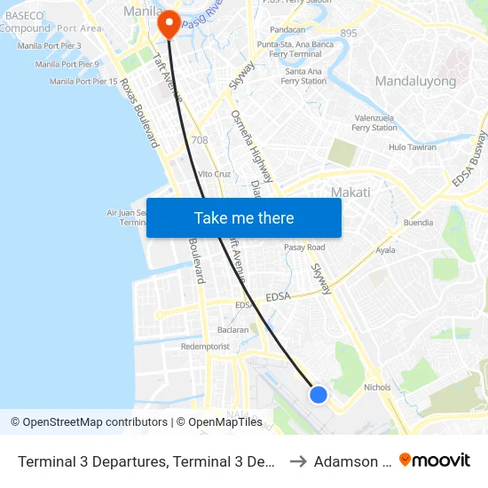 Terminal 3 Departures, Terminal 3 Departures Rd, Pasay City, Manila to Adamson University map