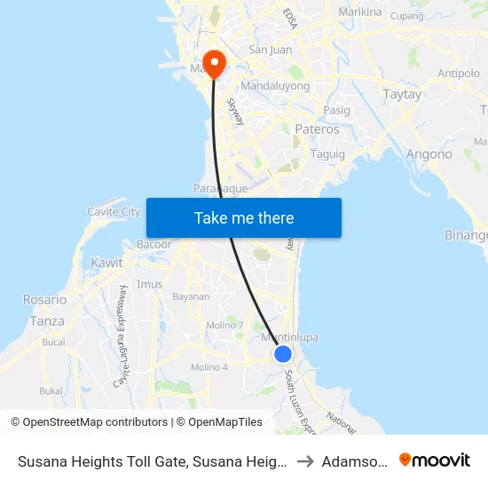 Susana Heights Toll Gate, Susana Heights Access Rd, Muntinlupa City, Manila to Adamson University map