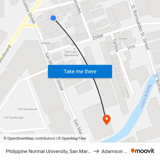 Philippine Normal University, San Marcelino / Ayala Blvd, Manila to Adamson University map