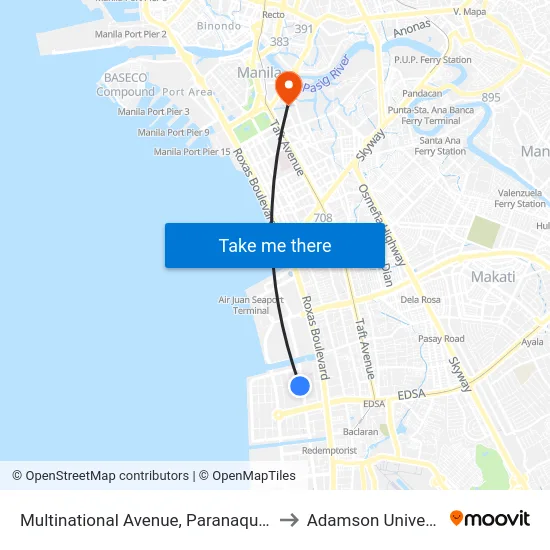 Multinational Avenue, Paranaque City to Adamson University map