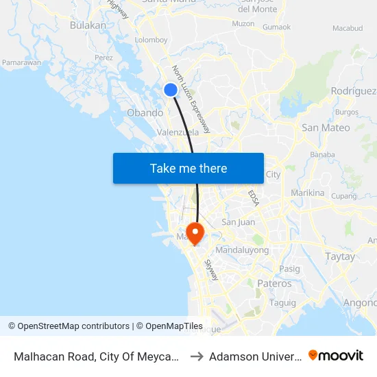 Malhacan Road, City Of Meycauayan to Adamson University map