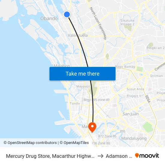 Mercury Drug Store, Macarthur Highway, Malanday, Valenzuela City to Adamson University map